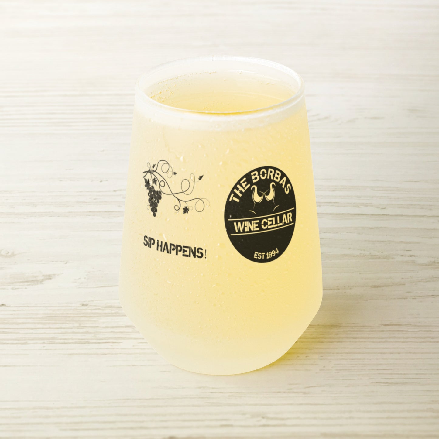 Custom Made Frosted Wine Glass