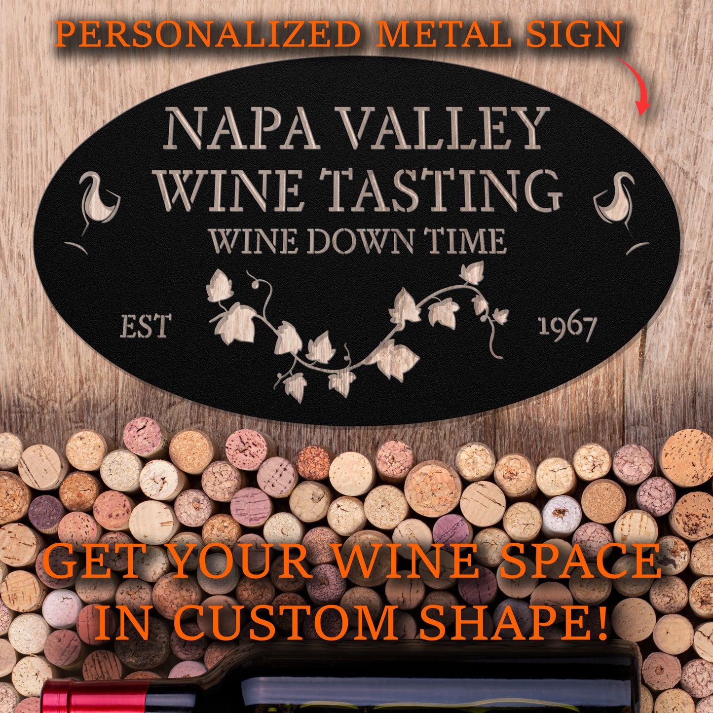 Custom Wine Cellar Metal Sign - Napa Valley