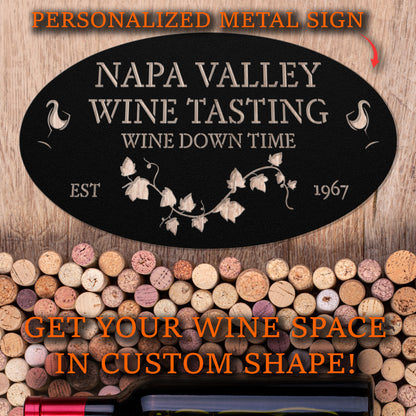 Custom Wine Cellar Metal Sign - Napa Valley