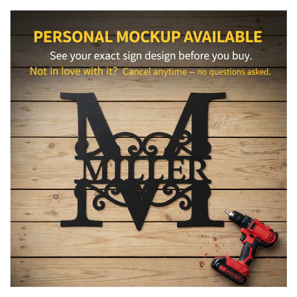 Personalized Family Name Monogram Metal Sign