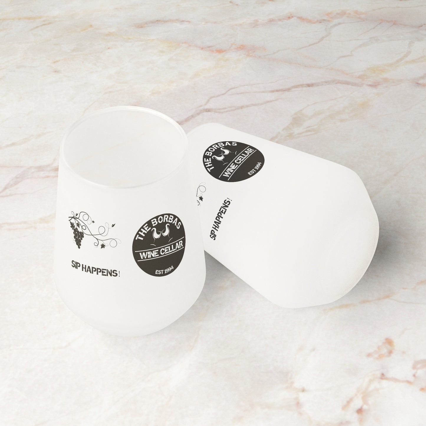 Custom Made Frosted Wine Glass