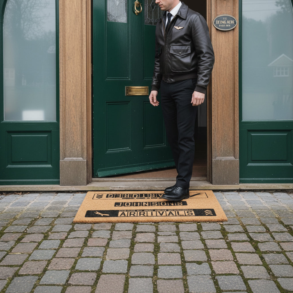 Custom Name Arrivals Departures Airplane Doormat