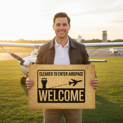 Cleared to enter airspace - welcome 2 aviation door mat