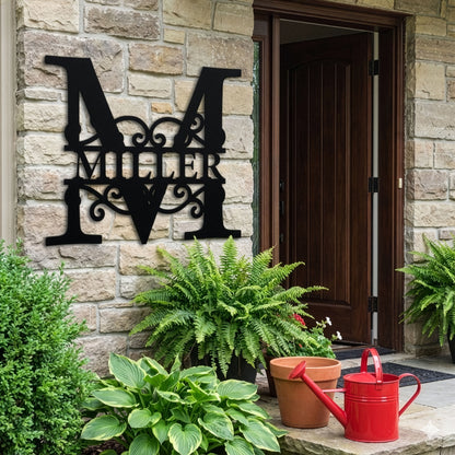Personalized Family Name Monogram Metal Sign
