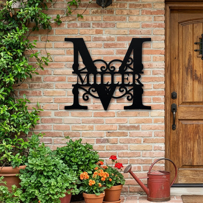 Personalized Family Name Monogram Metal Sign