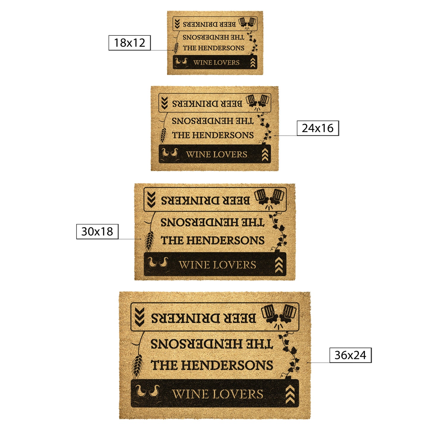 Personalized Reversible Wine & Beer Doormat