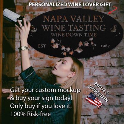 Custom Wine Cellar Metal Sign - Napa Valley