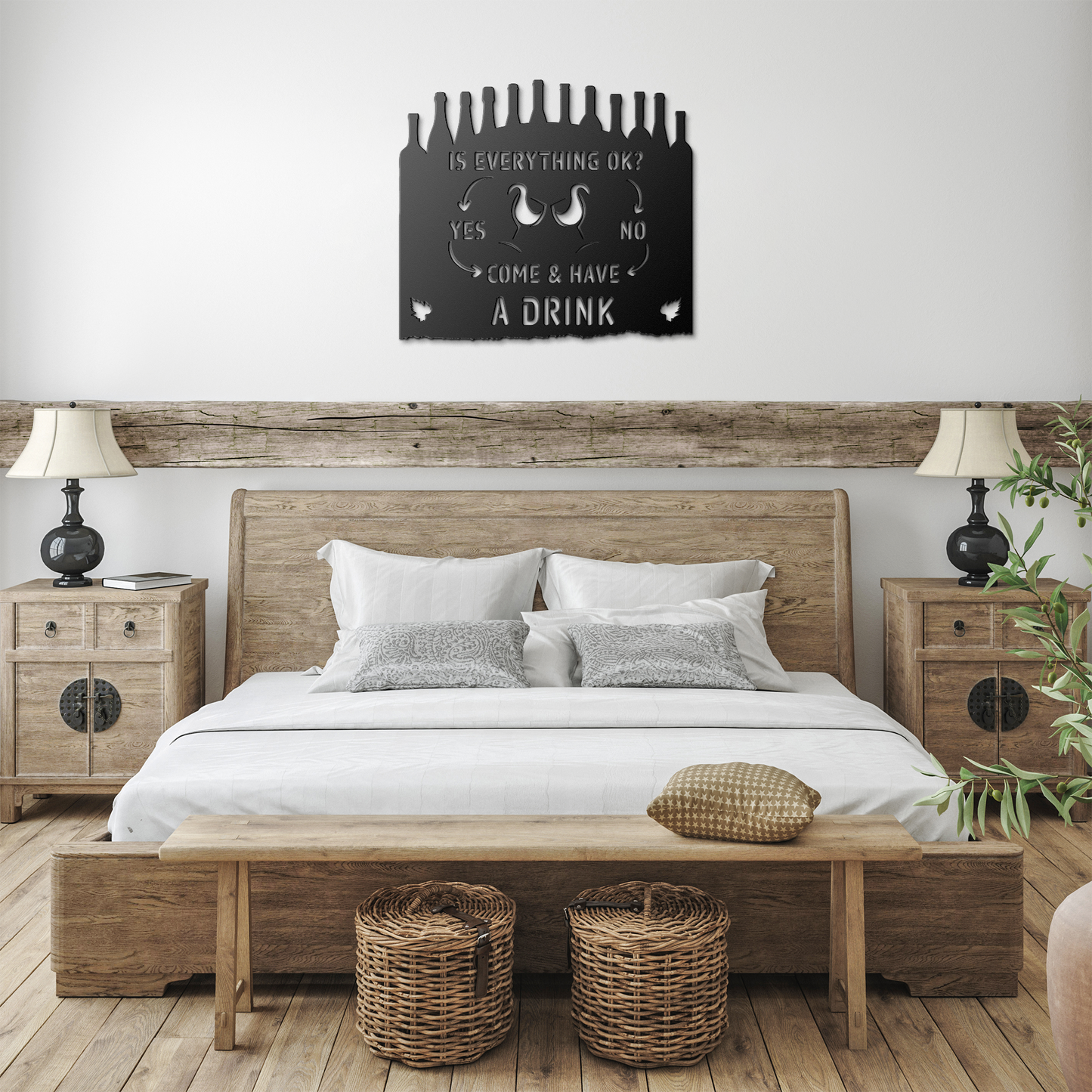 is_everything_ok_metal_sign_wine_Black_Farmhouse_Bedroom_Mockup.png