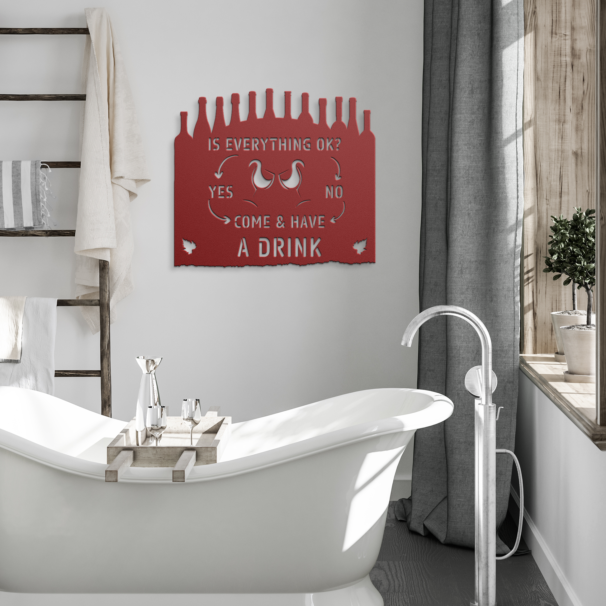 is_everything_ok_metal_sign_wine_Red_Modern_Bathroom_Mockup.png