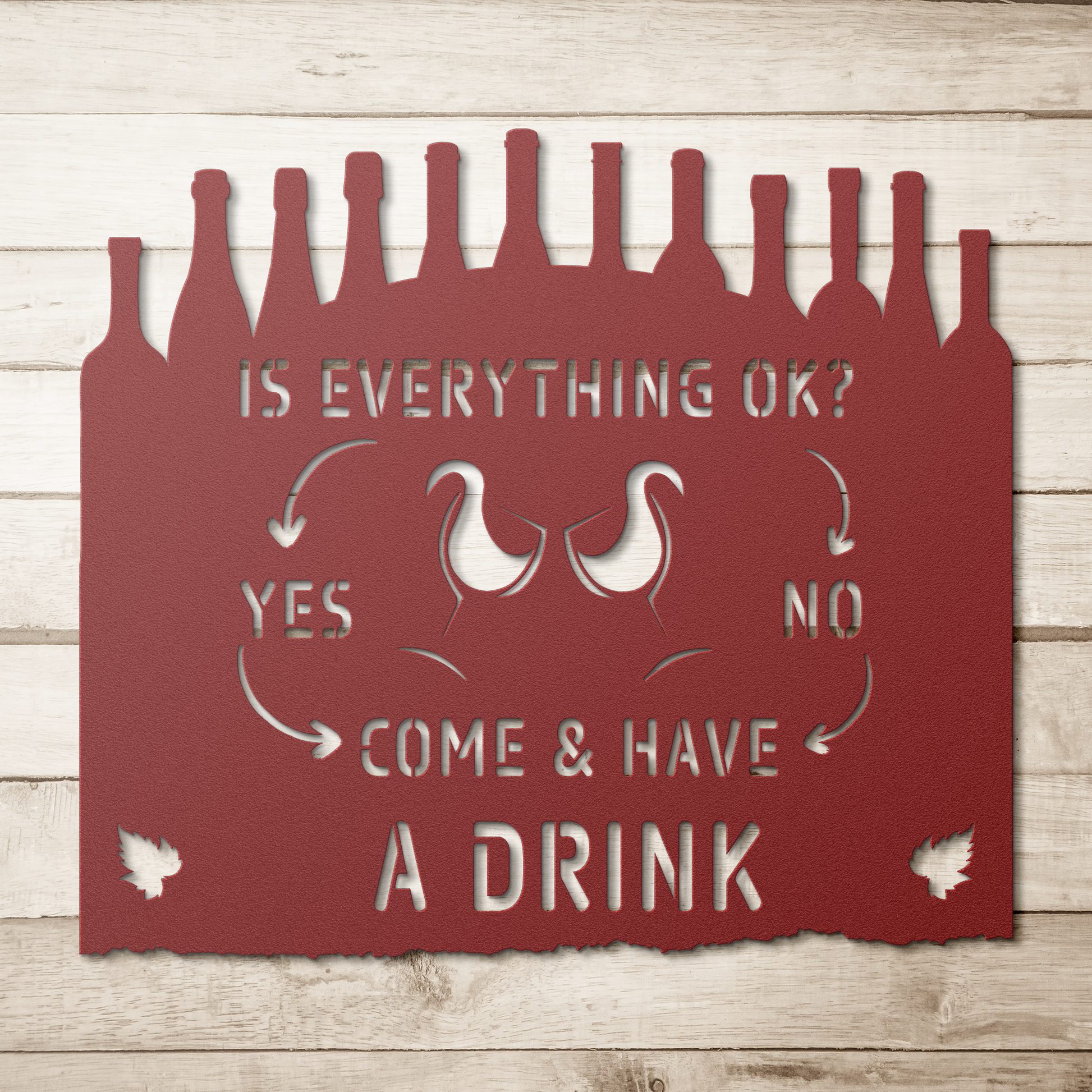 is_everything_ok_metal_sign_wine_Red_Simple_Wood_BKGD_Mockup.png