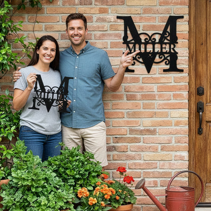 Personalized Family Name Monogram Metal Sign