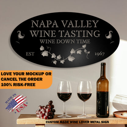 Custom Wine Cellar Metal Sign - Napa Valley