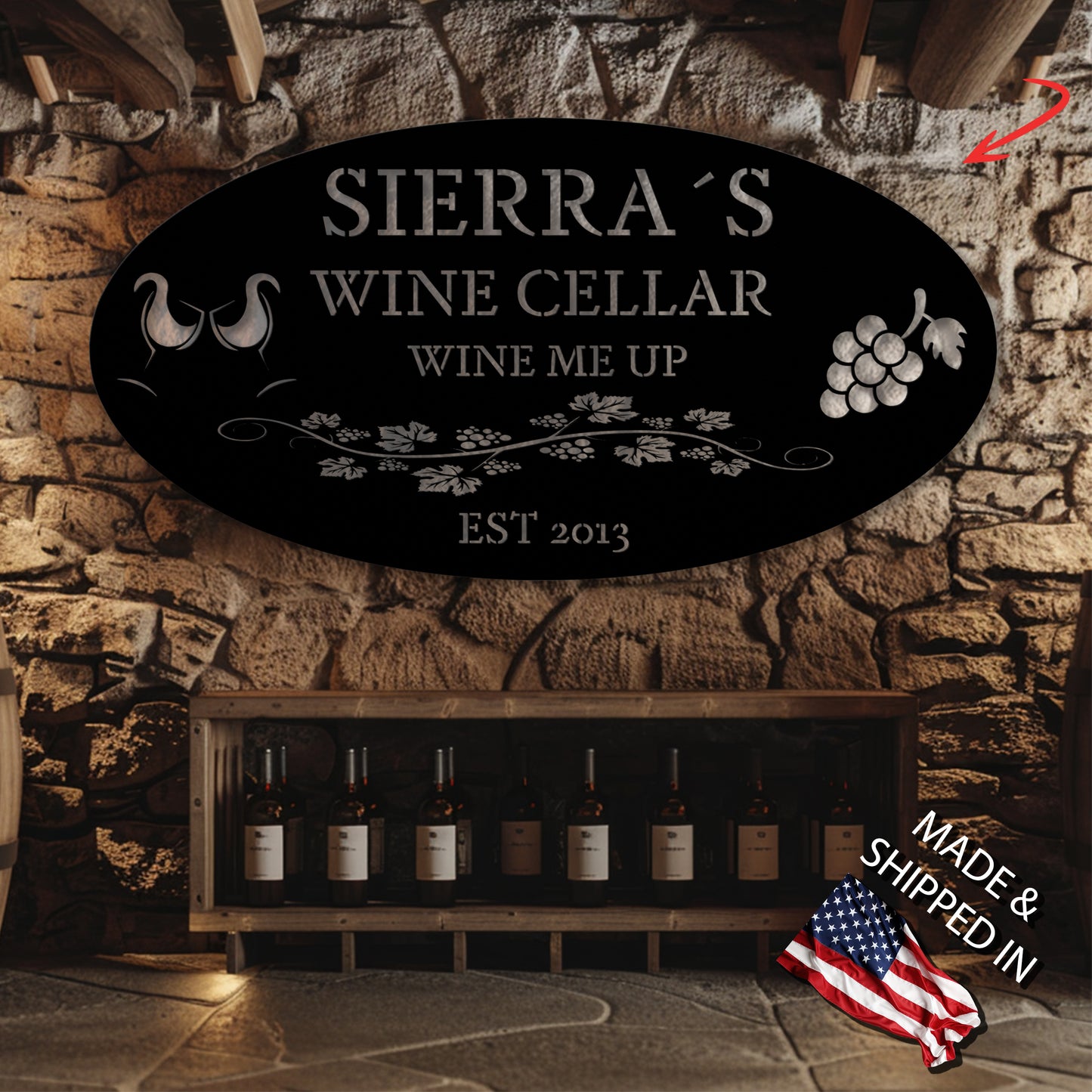 Custom Wine Cellar Metal Sign - Sierra