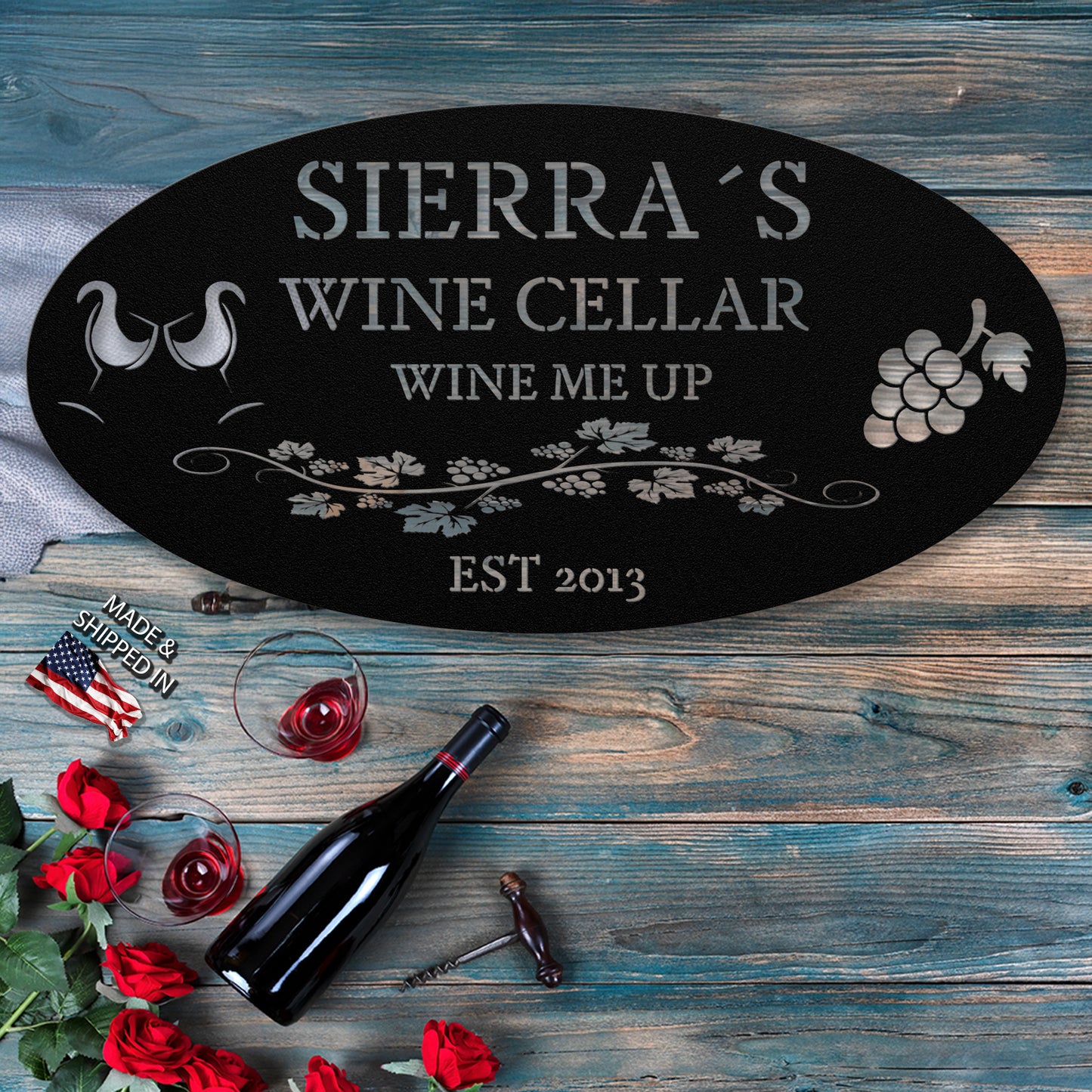 Custom Wine Cellar Metal Sign - Sierra