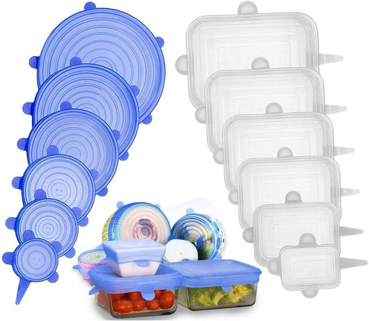 Mr Stretchy - set of 12 strechable silicone lids, round and rectangular