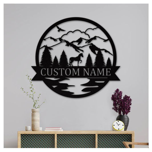 Custom Metal Name Sign - Horse Ranch